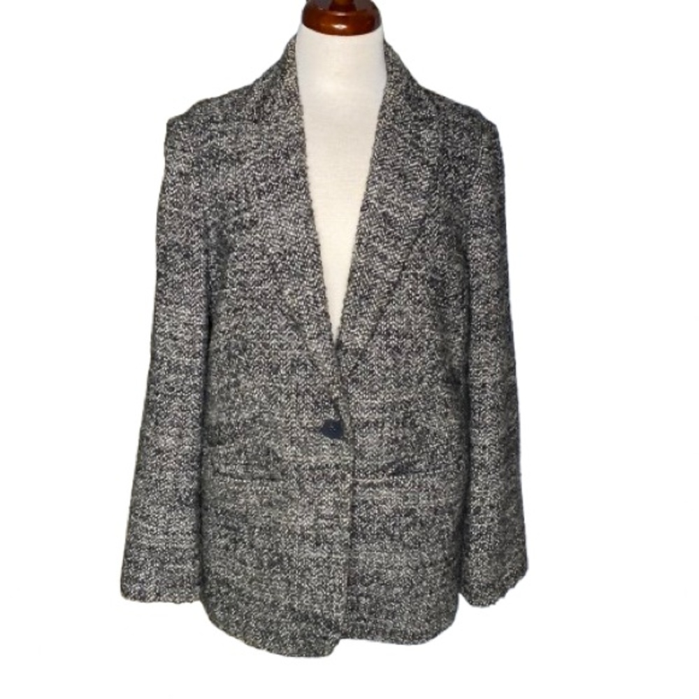 J. Jill Womens Charcoal Tweed Blazer Size S Classic Wardrobe Staple Transitional